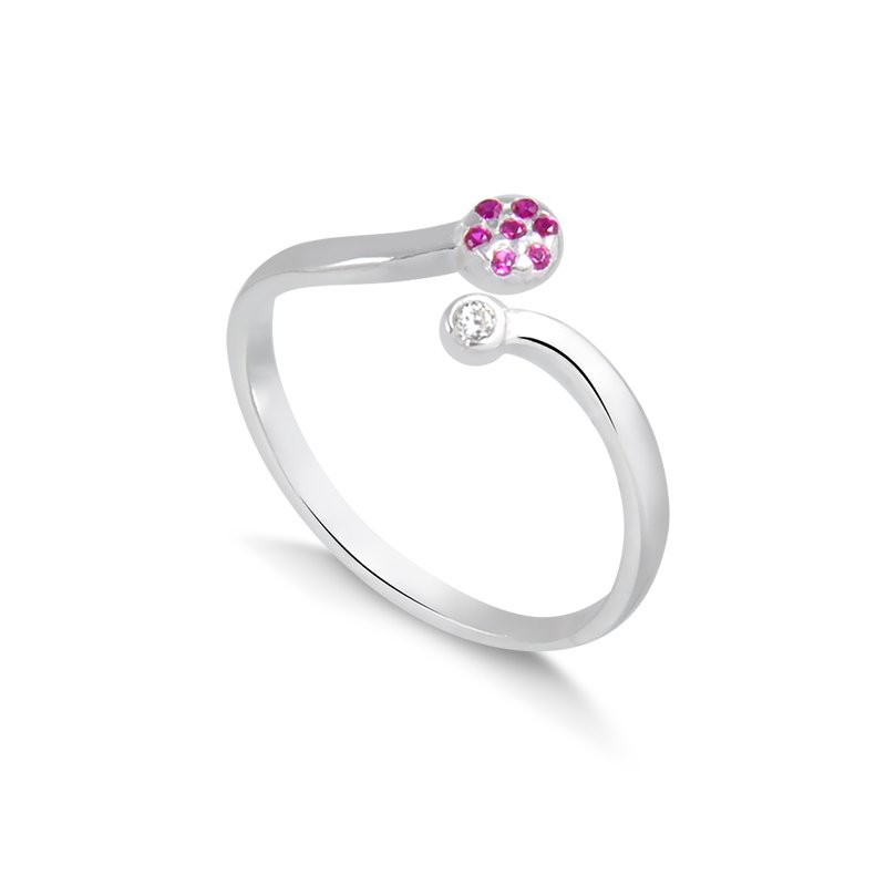 Anel Prata 925 Aberto Flor Detalhes de Pedrinhas