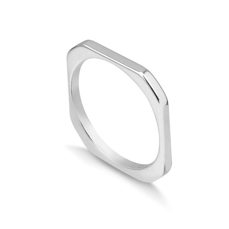 Anel Banho de Prata com Forma Quadrada Lisa