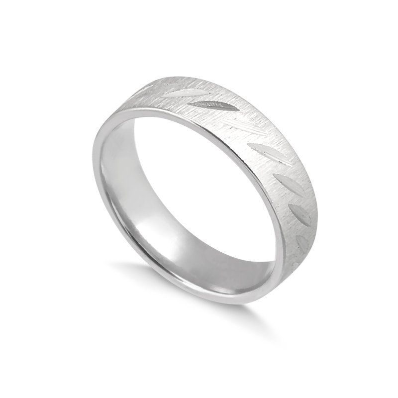 Anel de Aço Inox Masculino com Riscas e Detalhe Lixado