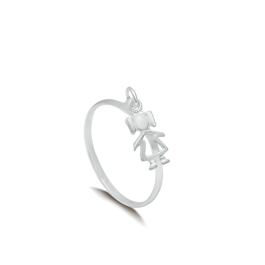 Anel de Prata 925 com Pingente Menina