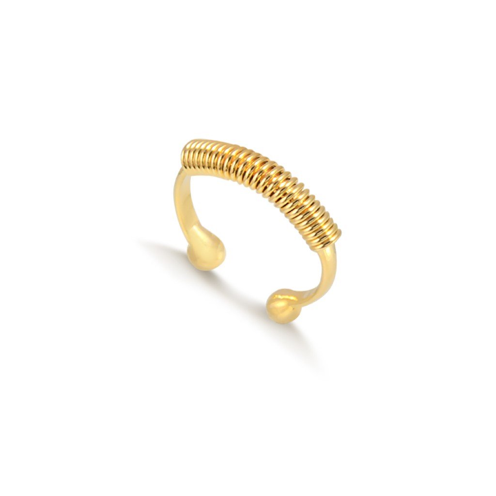 Anel Banho de Ouro 18k Falange com Mola Envolvida