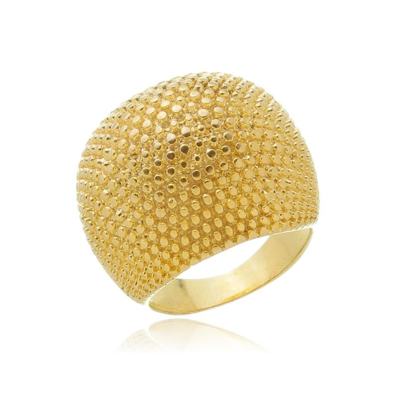 Anel Largo Abaulado Frente Craquelada