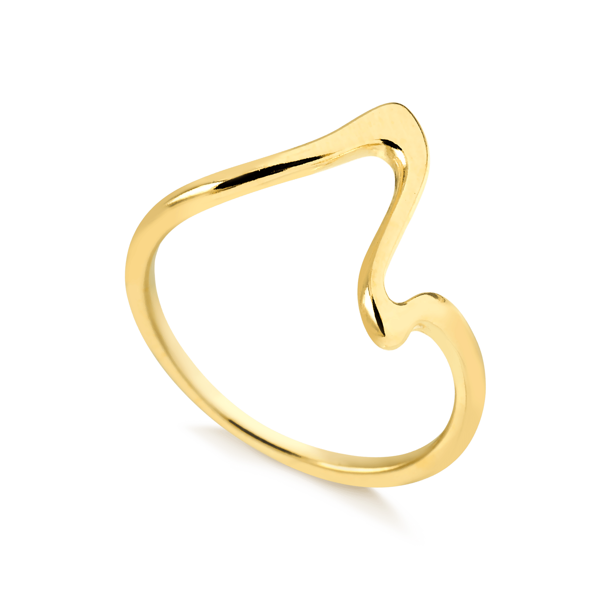 Anel Onda Liso Banhado a Ouro 18k