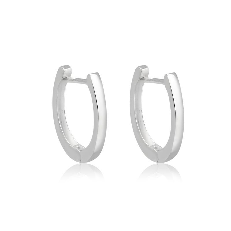 Argola Prata 925 Encaixe com Forma Oval Lisa (1,4cm)