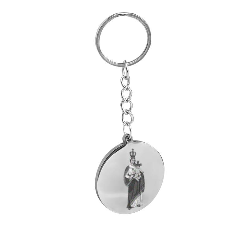 Chaveiro Personalizado de Aço Inox com Medalha em Formato de Círculo Grande