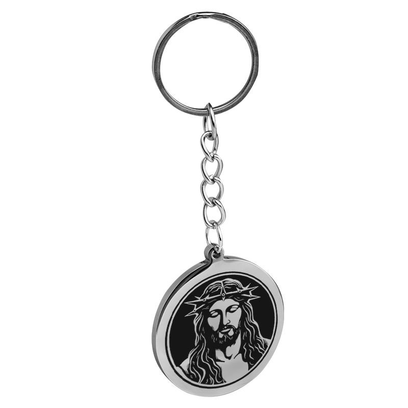 Chaveiro Personalizado de Aço Inox com Medalha em Formato de Círculo Grande