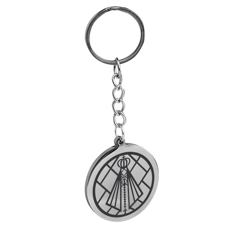 Chaveiro Personalizado de Aço Inox com Medalha em Formato de Círculo Grande
