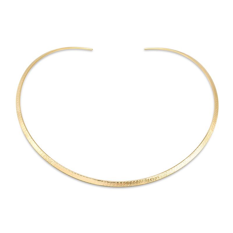 Colar Banho de Ouro 18K Choker Acabamento Lixado com Detalhe Aberto (12cm)