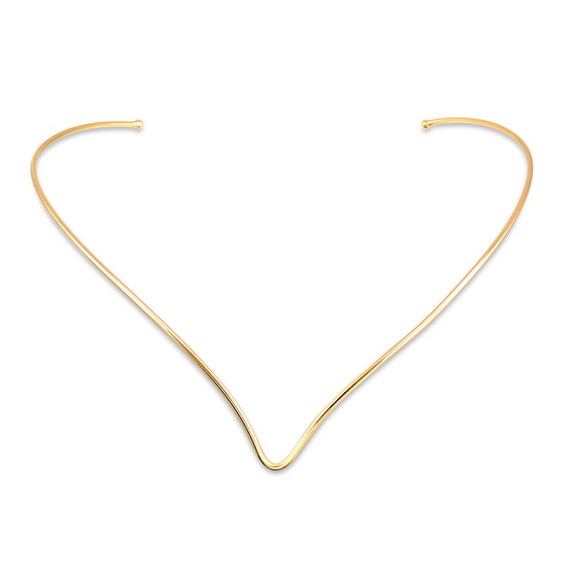 Colar Choker Banho de Ouro 18k Fio Liso com Detalhe Curvado (11,5 cm)