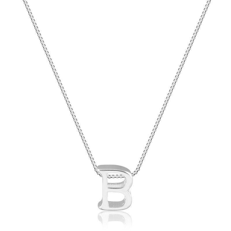 Colar com Banho de Prata Veneziana com Pingente Letra Lisa (40cm-1cm)