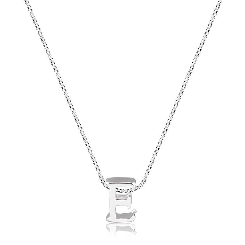 Colar com Banho de Prata Veneziana com Pingente Letra Lisa (40cm-1cm)
