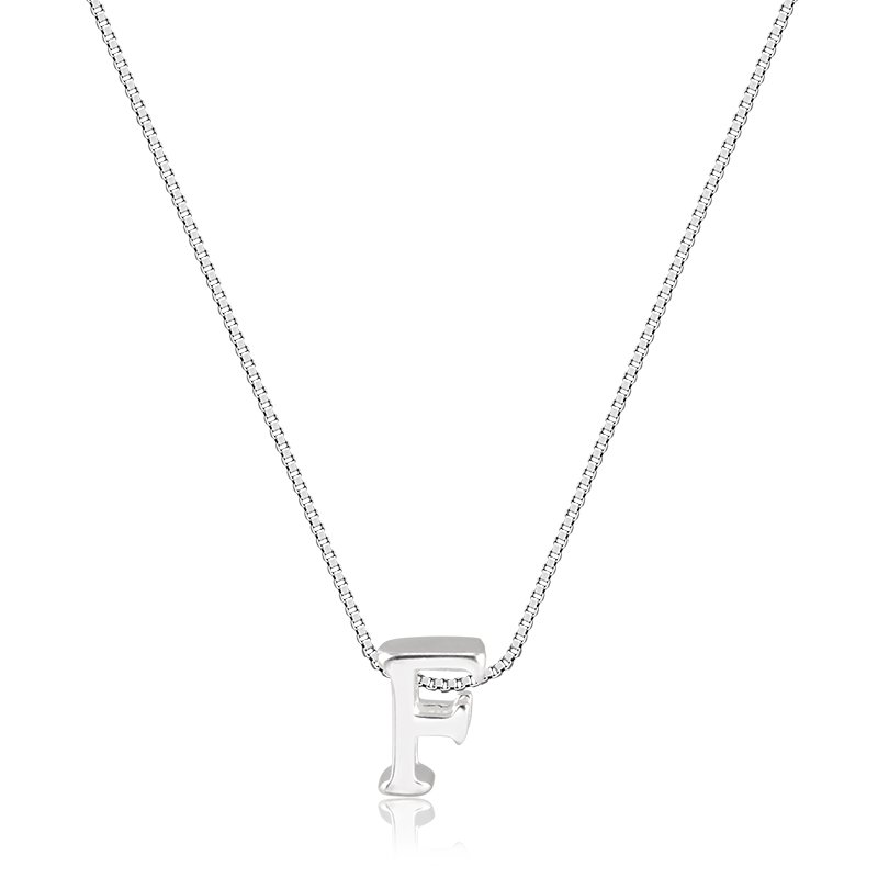 Colar com Banho de Prata Veneziana com Pingente Letra Lisa (40cm-1cm)