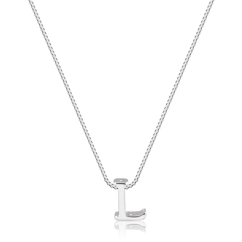 Colar com Banho de Prata Veneziana com Pingente Letra Lisa (40cm-1cm)