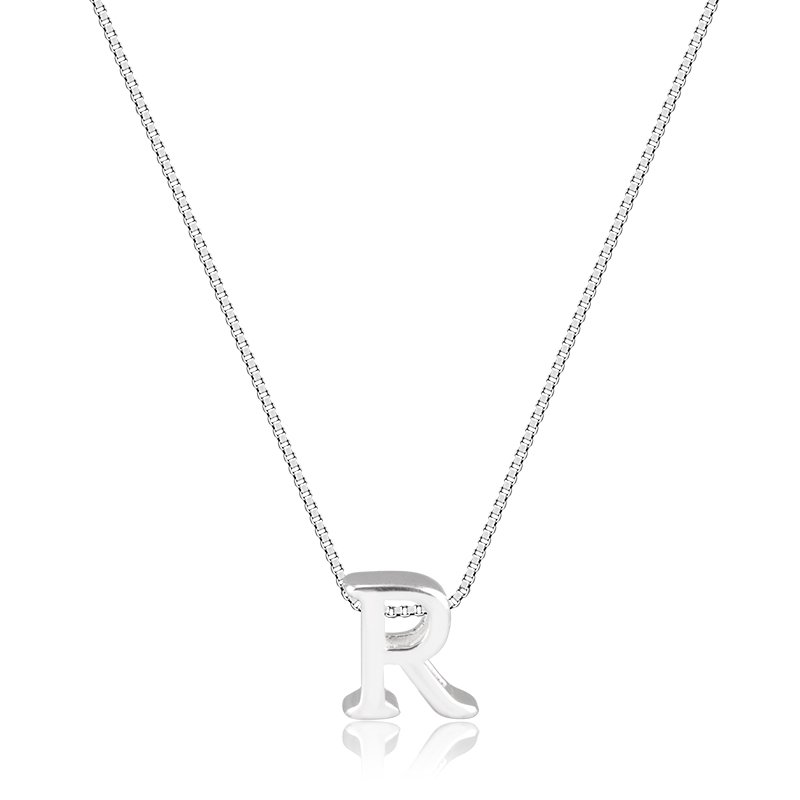 Colar com Banho de Prata Veneziana com Pingente Letra Lisa (40cm-1cm)