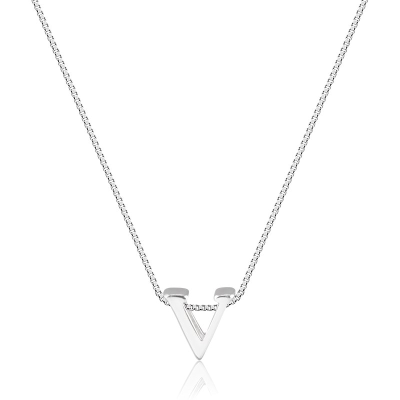 Colar com Banho de Prata Veneziana com Pingente Letra Lisa (40cm-1cm)