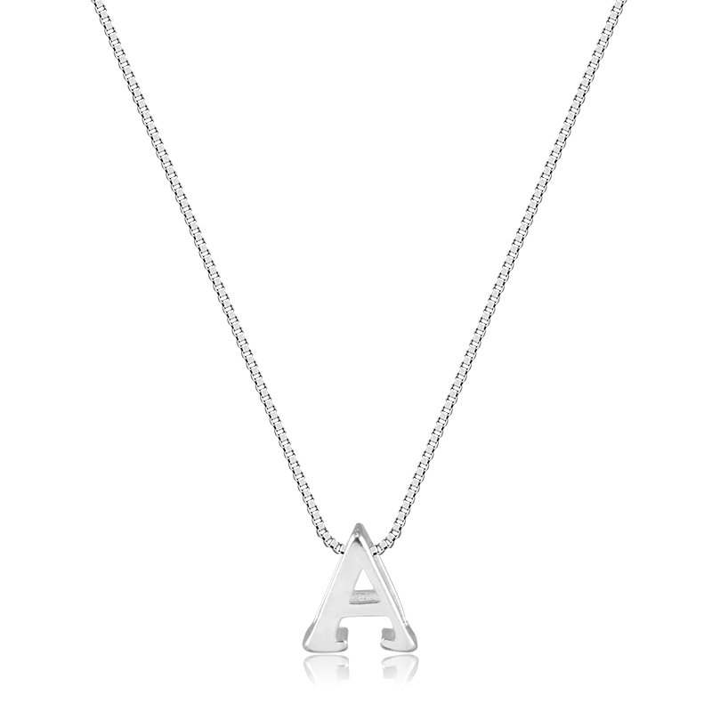 Colar com Banho de Prata Veneziana com Pingente Letra Lisa (40cm-1cm)