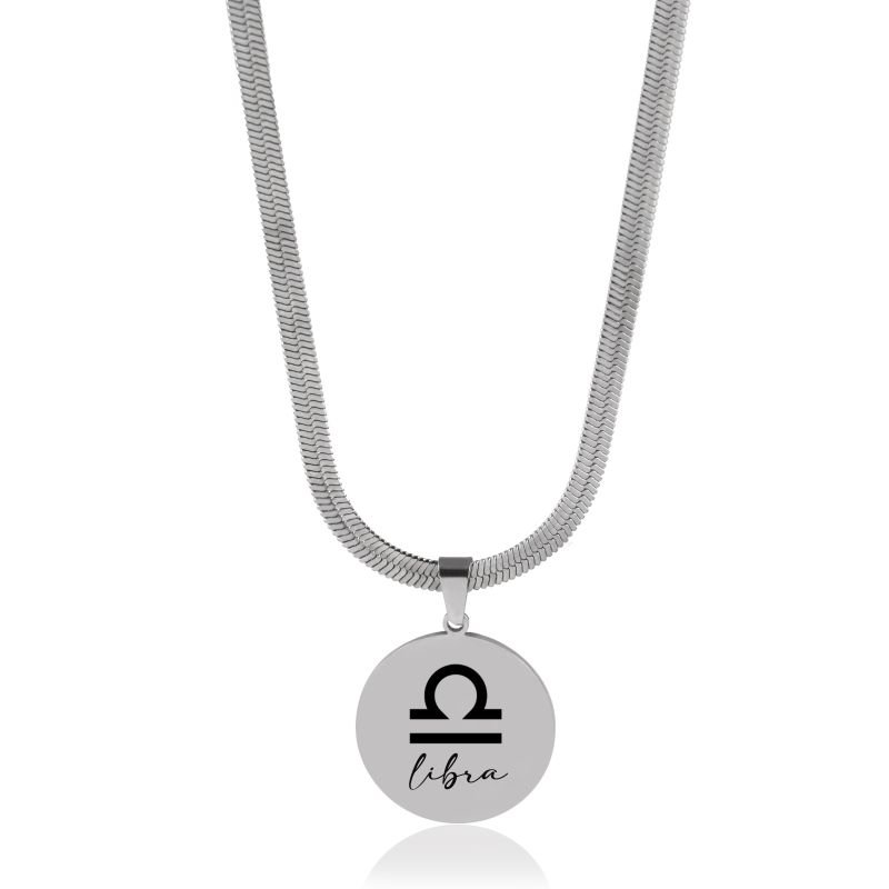 Colar Personalizado em Aço com Elos Tipo Fita e Pingente em Chapa Circular Lisa