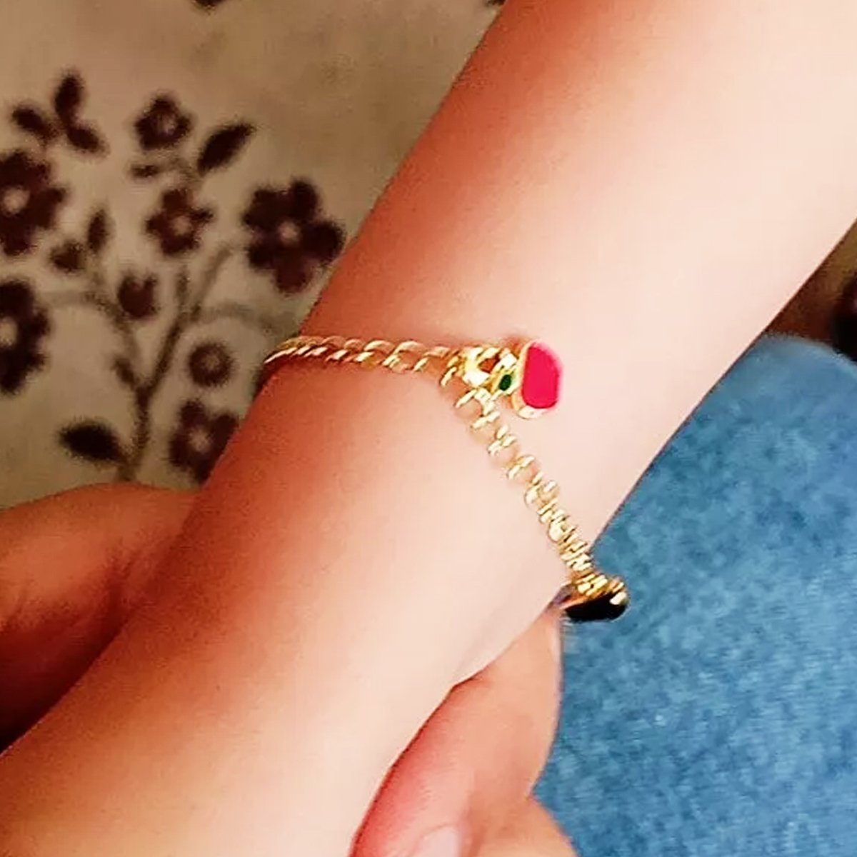 Pulseira Dourada Infantil Malha Maçazinha (15cm)