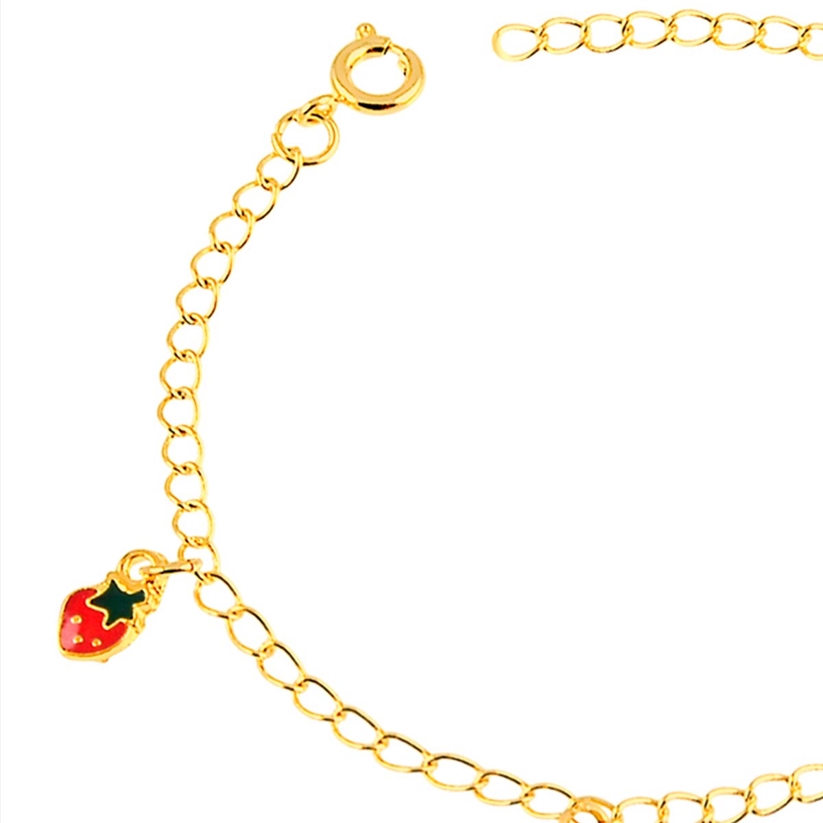 Pulseira Banho de Ouro 18k Infantil Moranguinho (15cm)